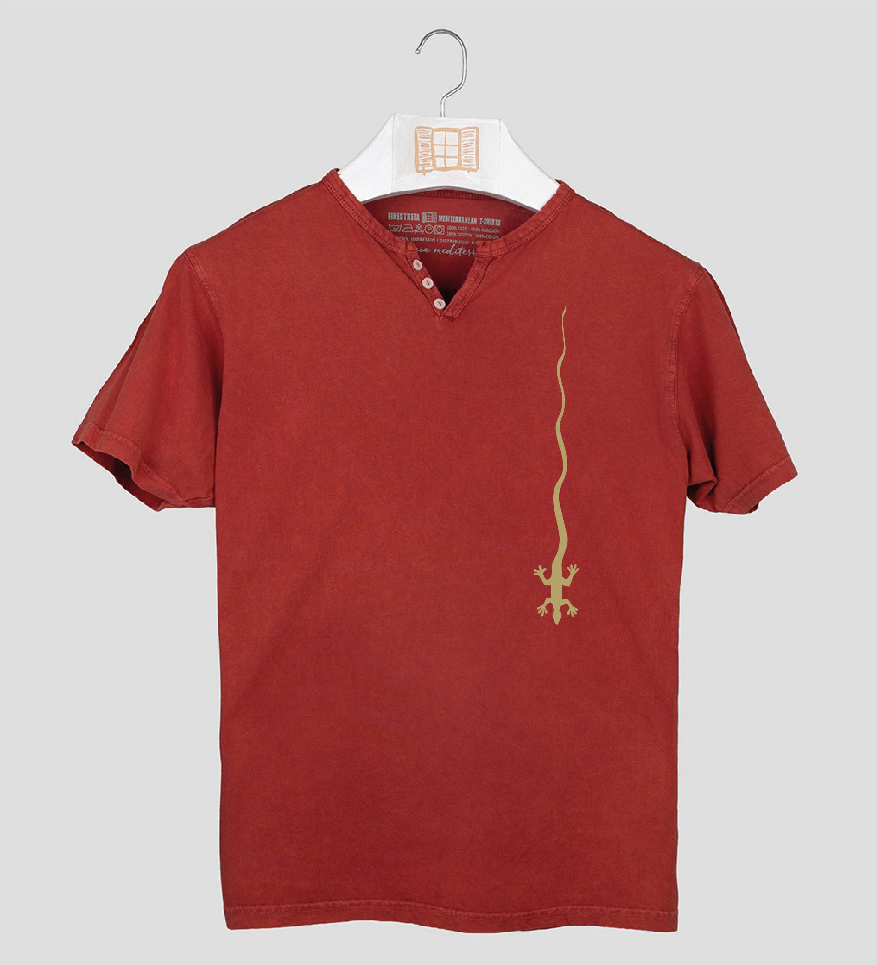 Camiseta cuello botones Hombre Caiguda - arcilla