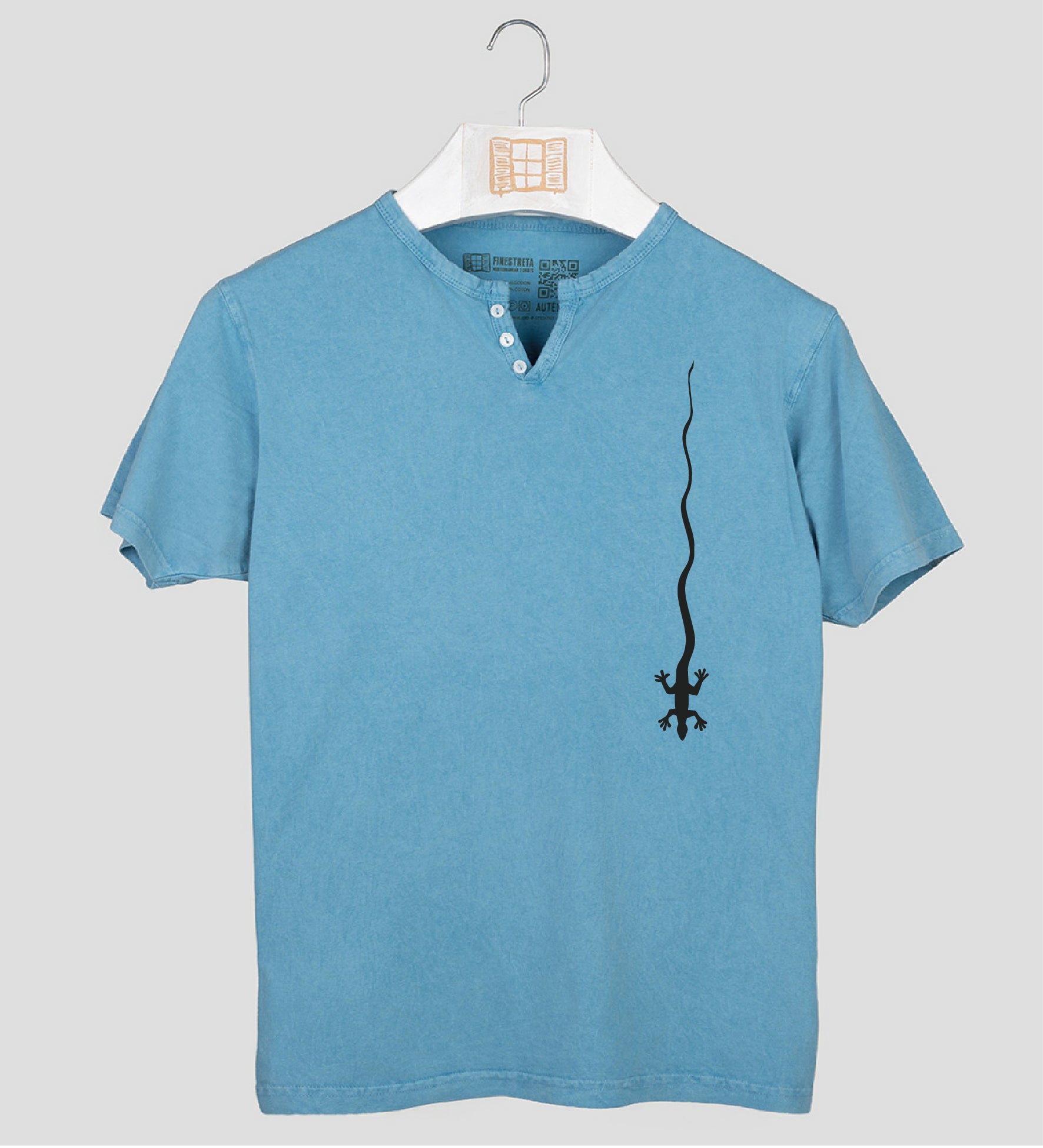Camiseta cuello botones Hombre Caiguda - aqua
