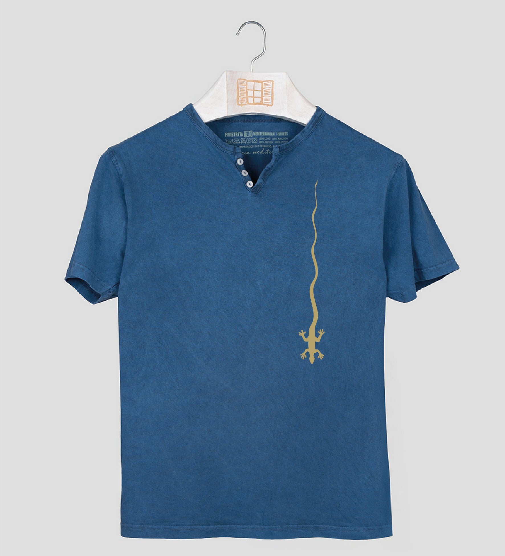 Camiseta cuello botones Hombre Caiguda - azul-marino