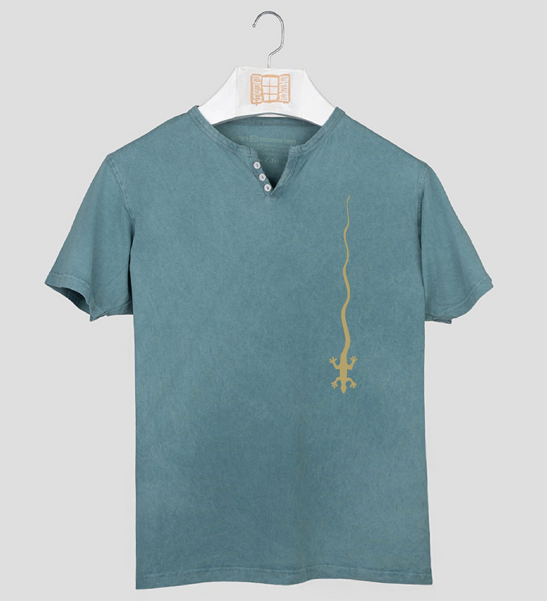 Camiseta cuello botones Hombre Caiguda - esmeralda