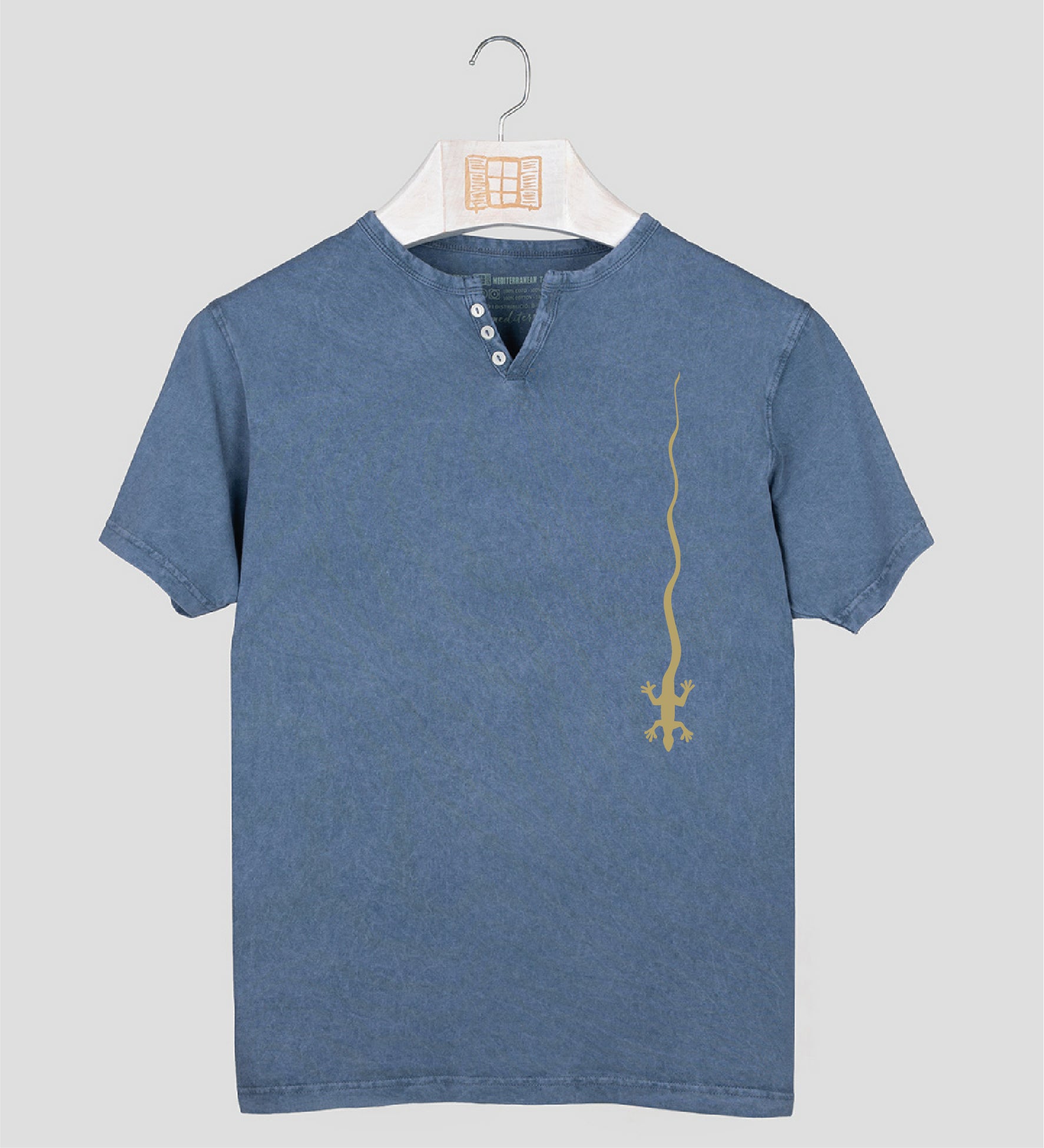 Camiseta cuello botones Hombre Caiguda - indigo