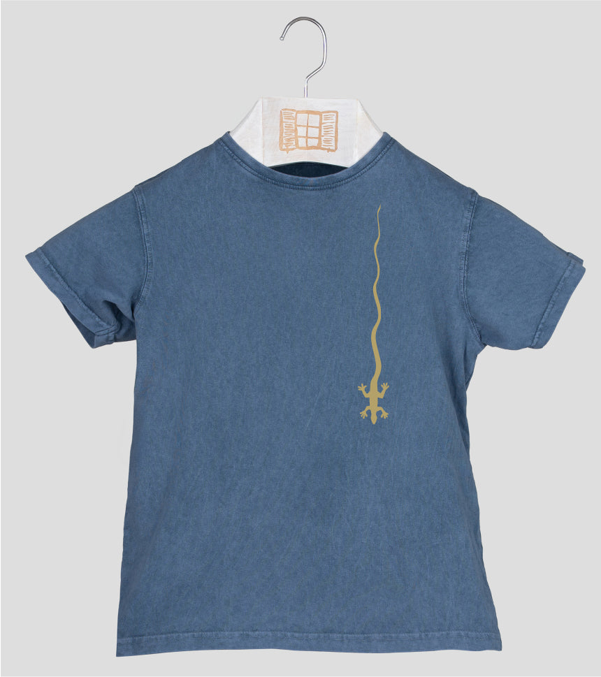 Camiseta cuello botones Niño Caiguda - indigo