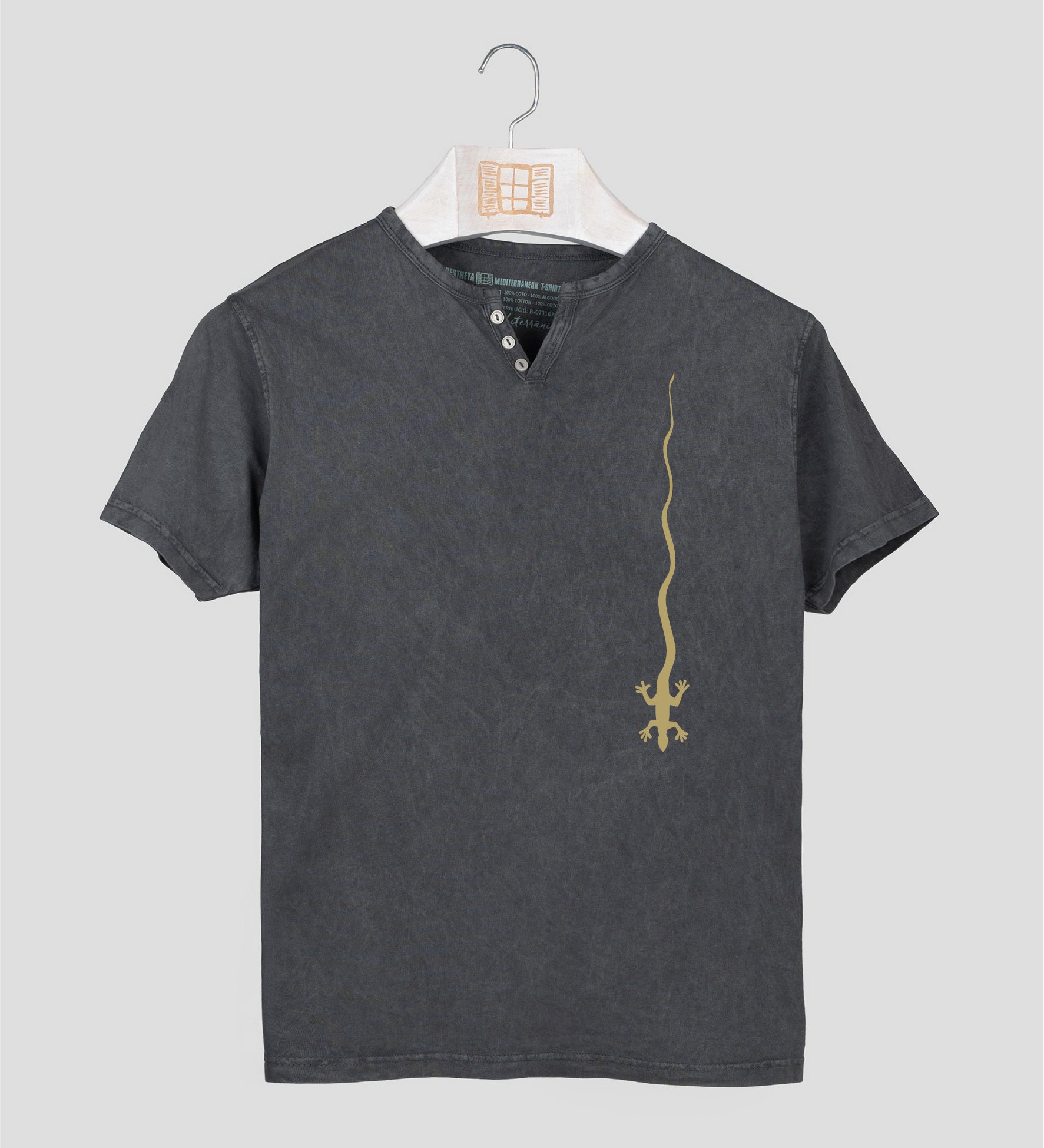 Camiseta cuello botones Hombre Caiguda - marengo