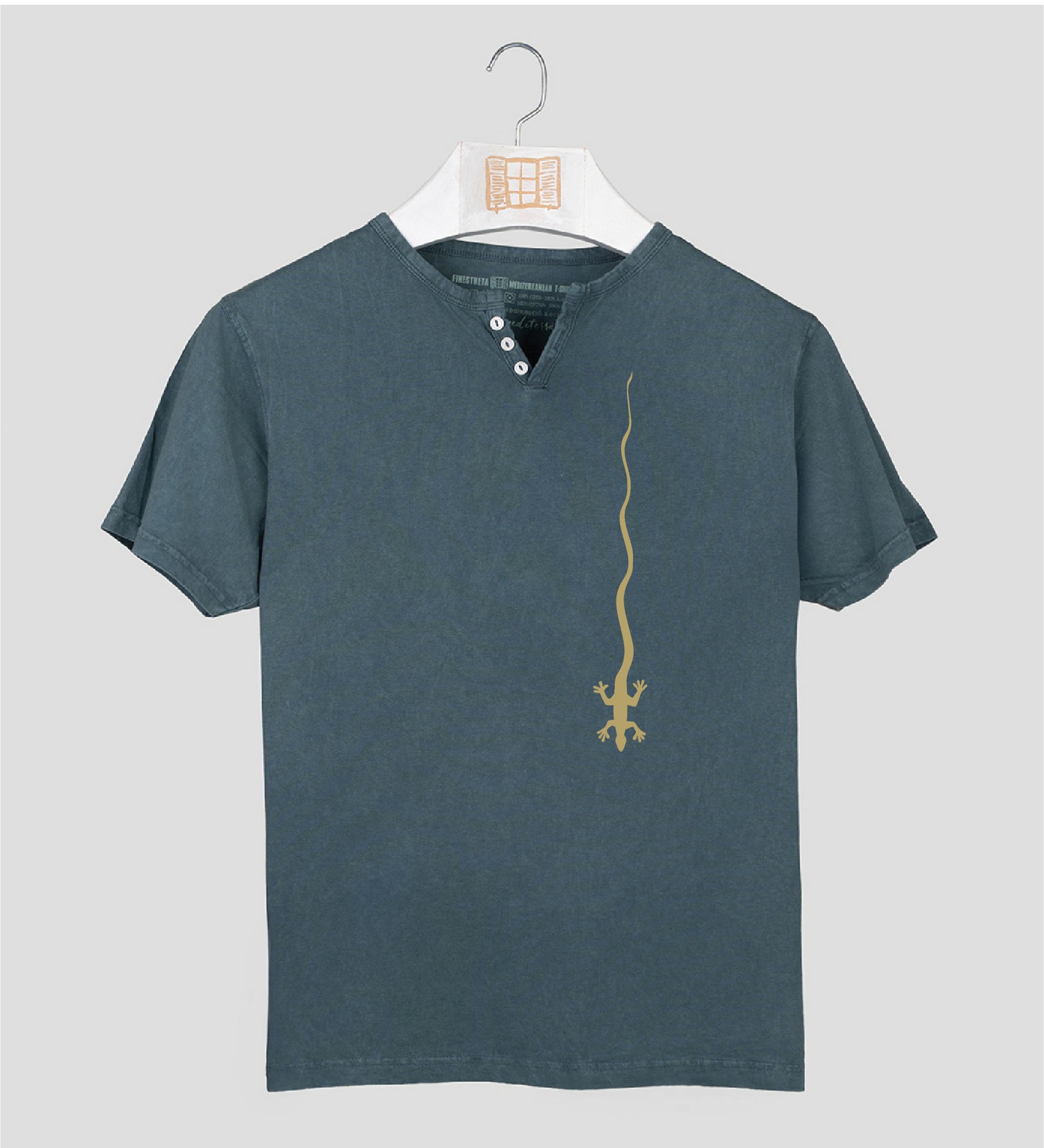 Camiseta cuello botones Hombre Caiguda - plomo