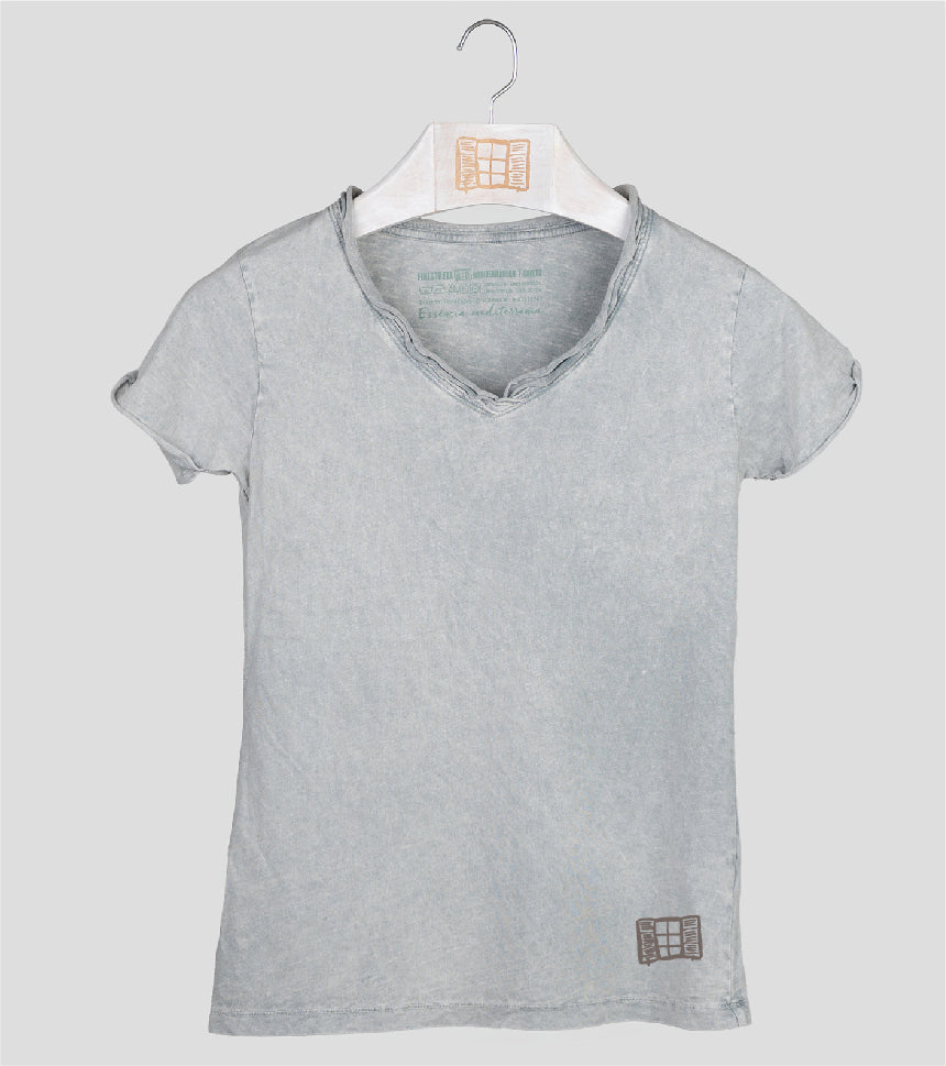 Camiseta cuello pico Mujer Buida - gris