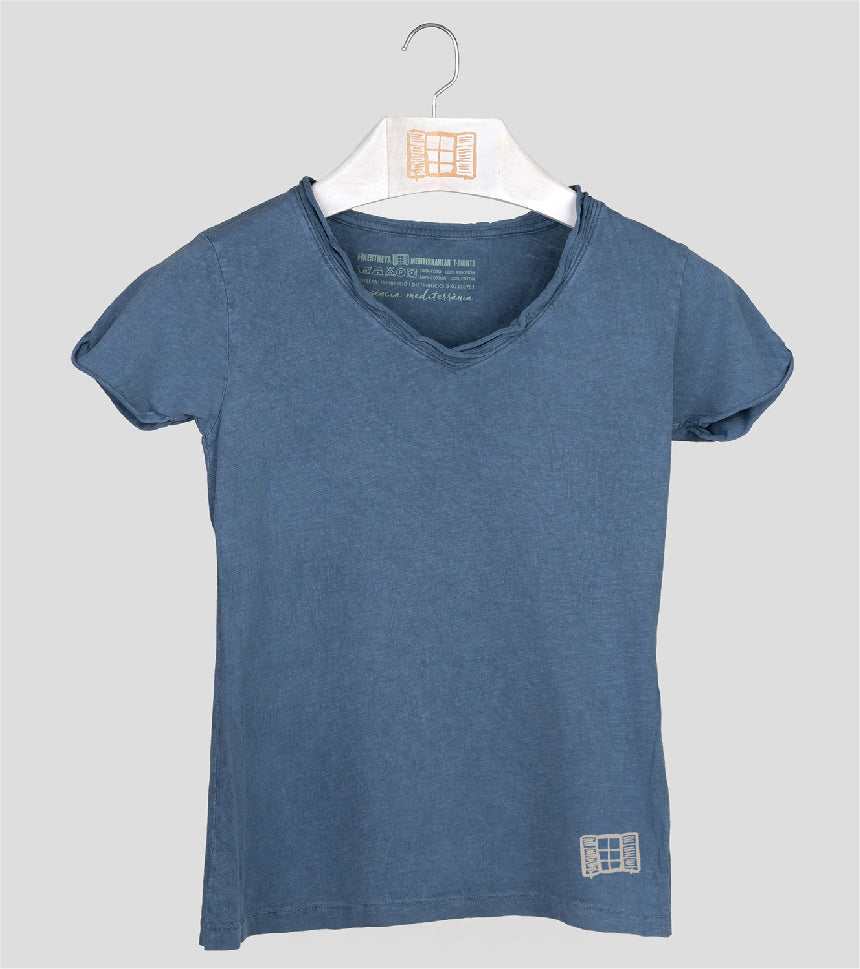 Camiseta cuello pico Mujer Buida - indigo