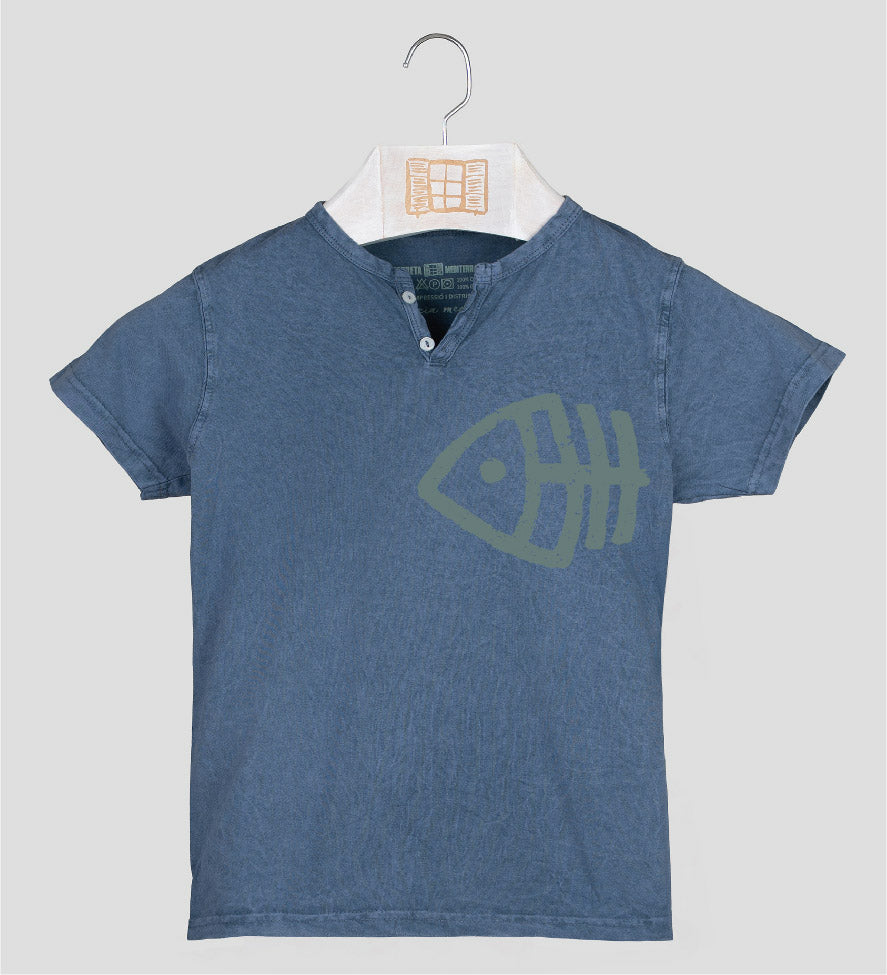 Camiseta cuello botones Niño Fisher - indigo