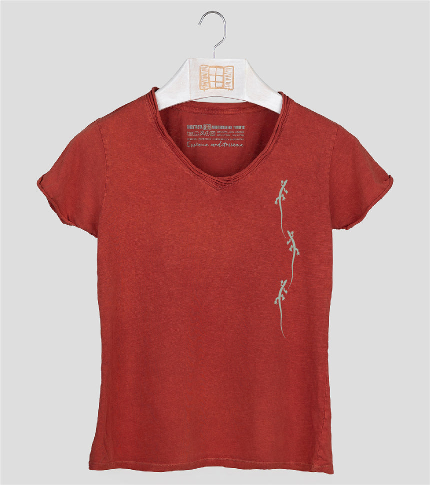 Camiseta cuello pico Mujer Primes - arcilla