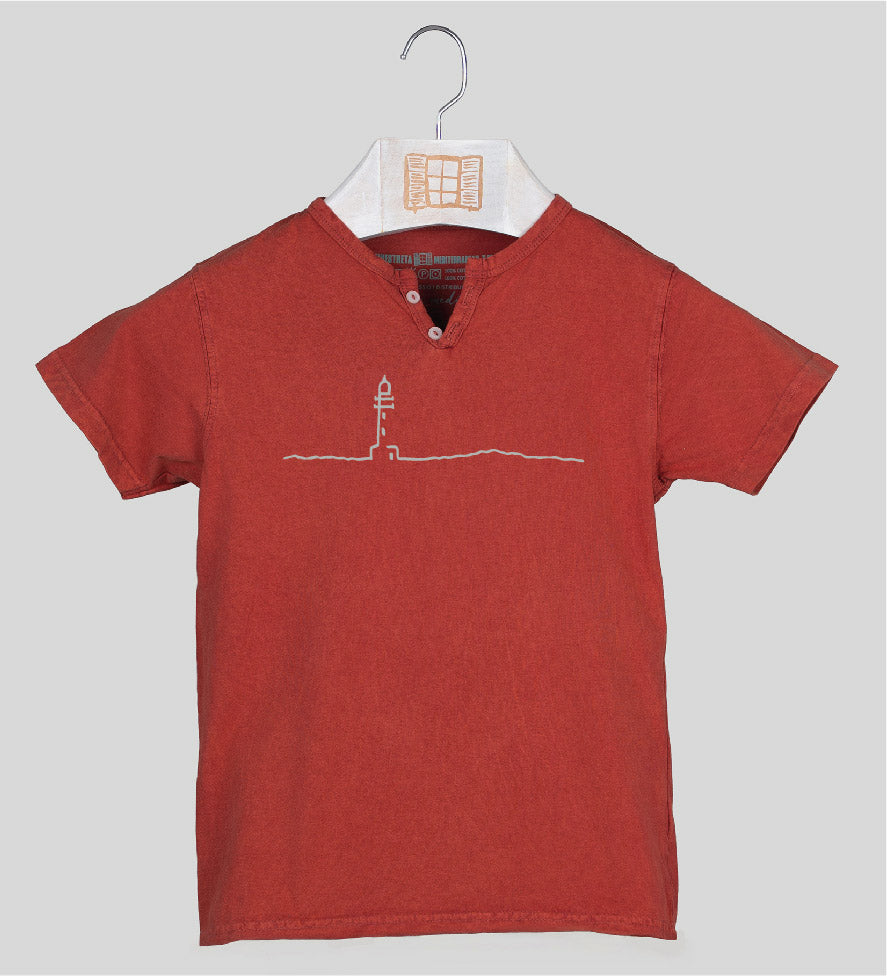 Camiseta cuello botones Niño Petit - arcilla