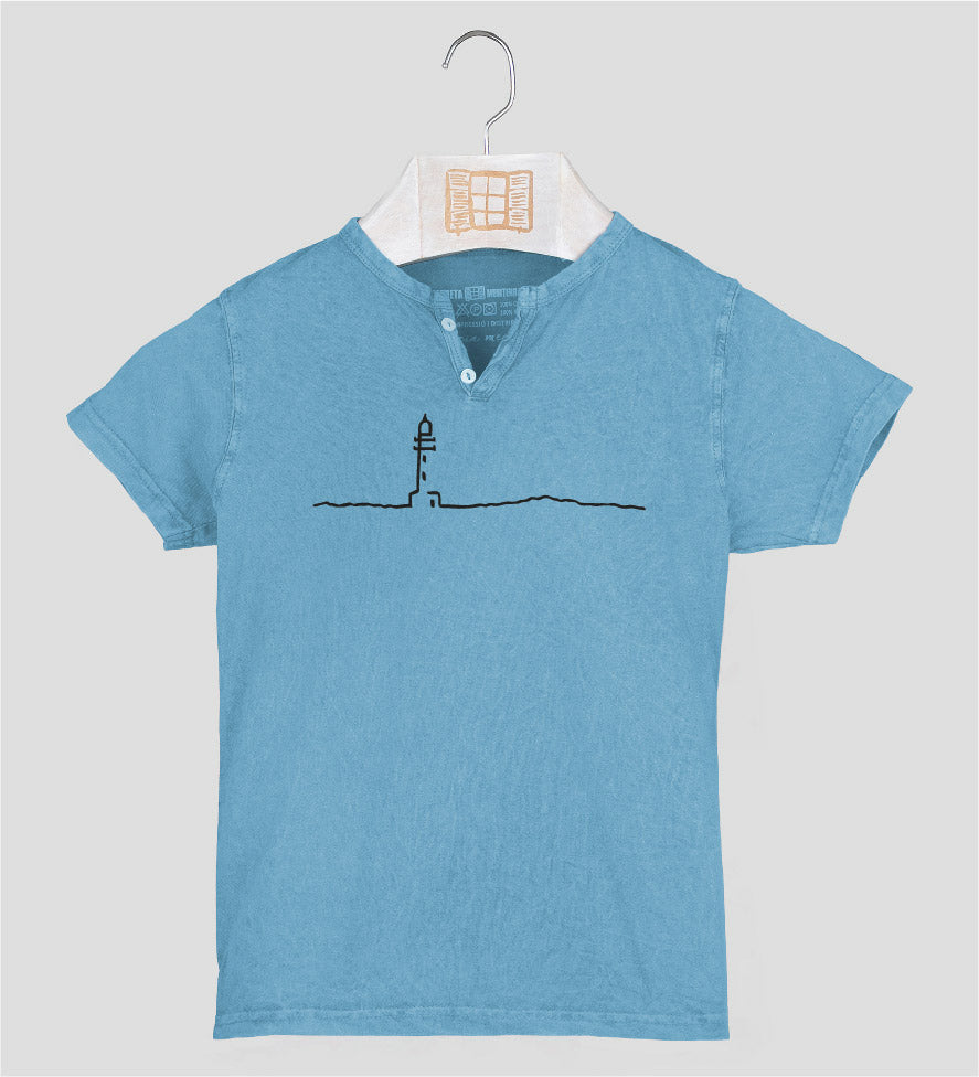 Camiseta cuello botones Niño Petit - aqua