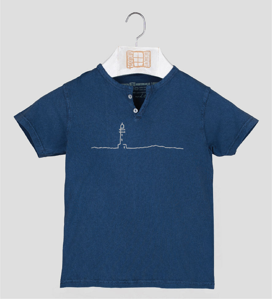 Camiseta cuello botones Niño Petit - azul-marino