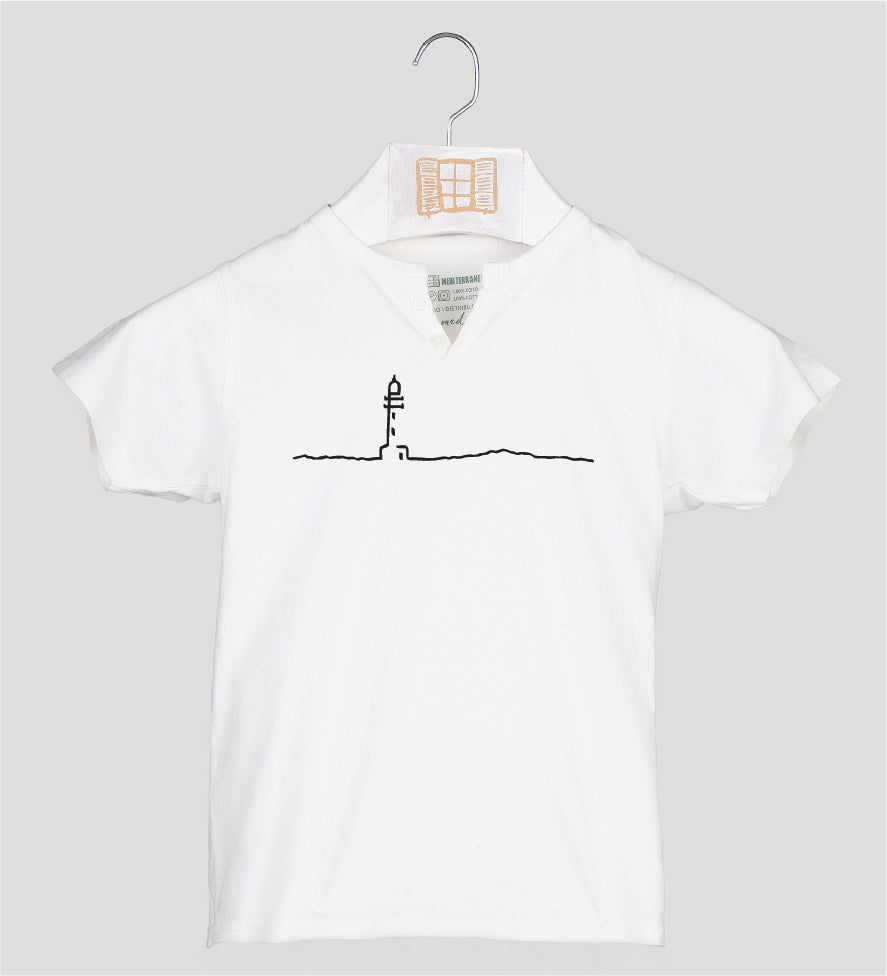 Camiseta cuello botones Niño Petit - crudo