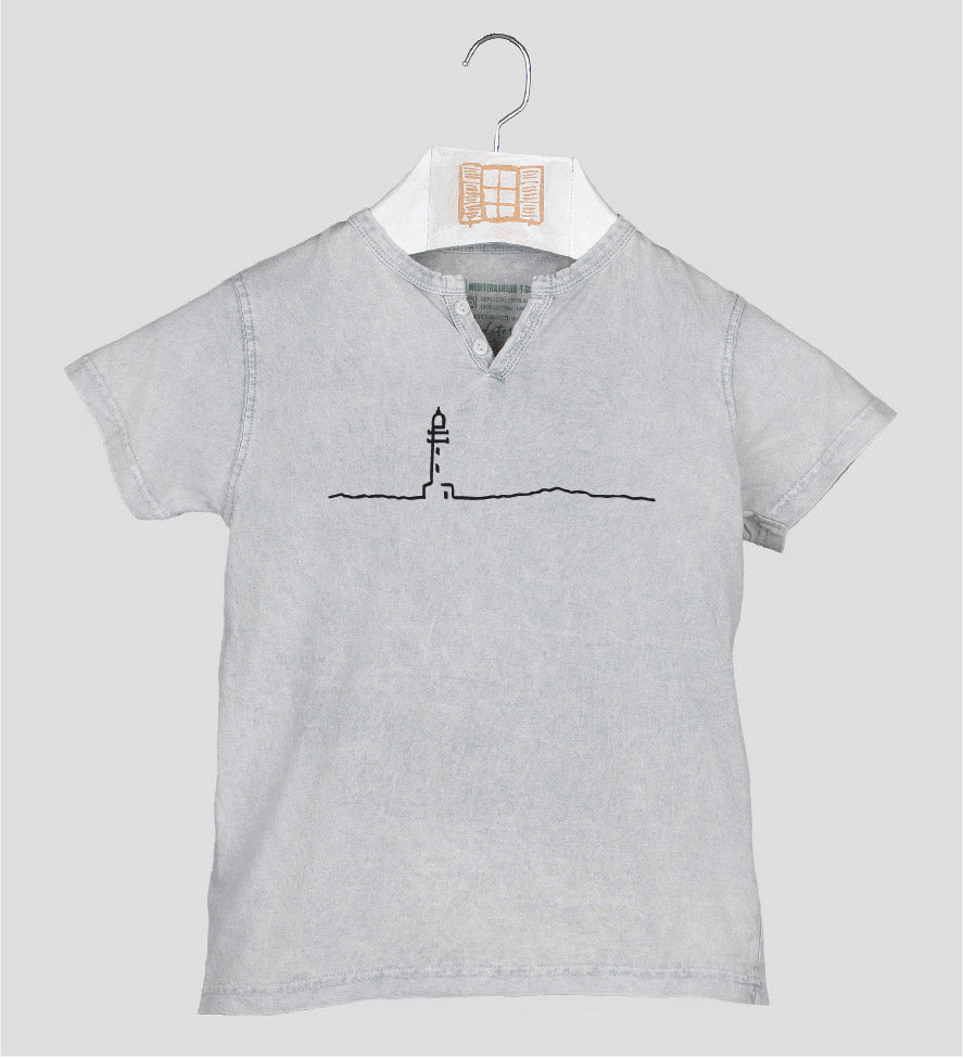 Camiseta cuello botones Niño Petit - gris