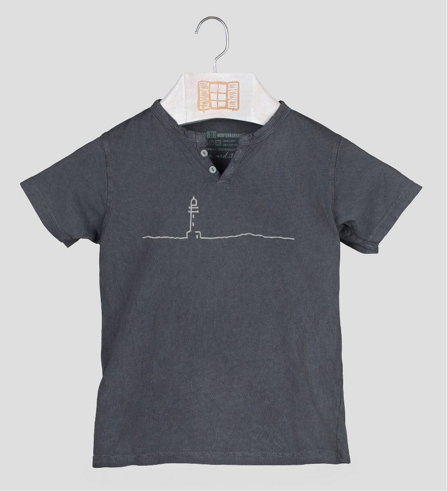 Camiseta cuello botones Niño Petit - marengo