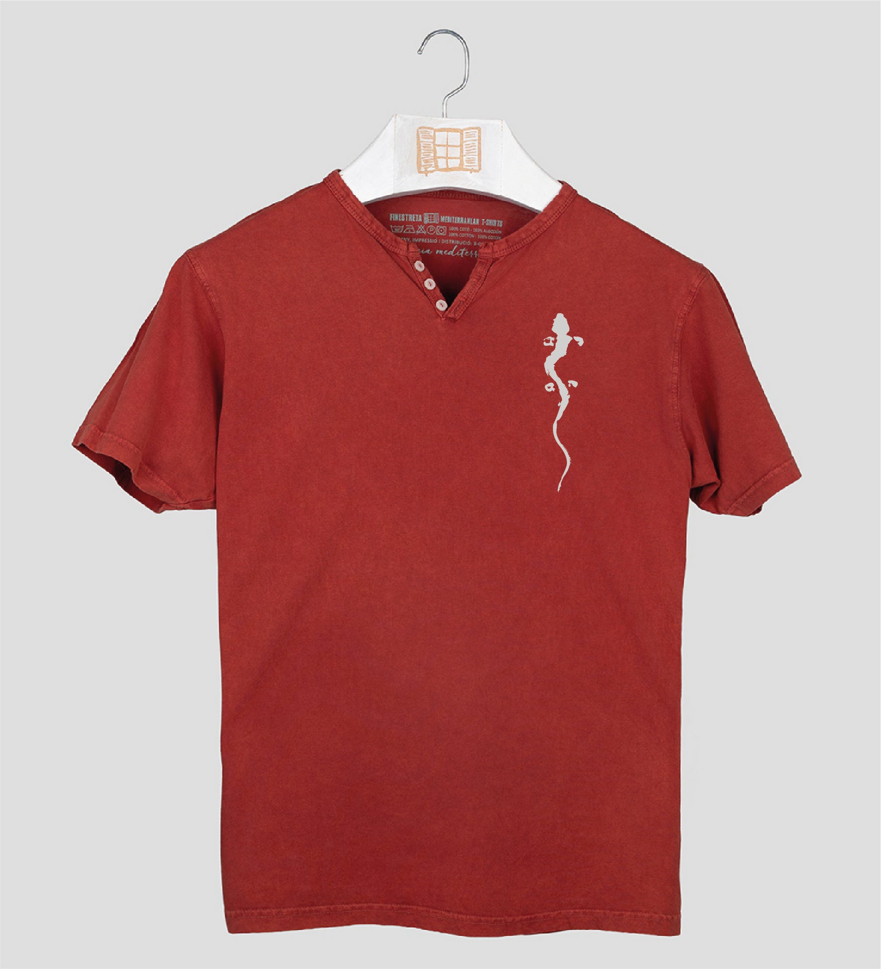 Camiseta cuello botones Hombre Pinzellades - arcilla