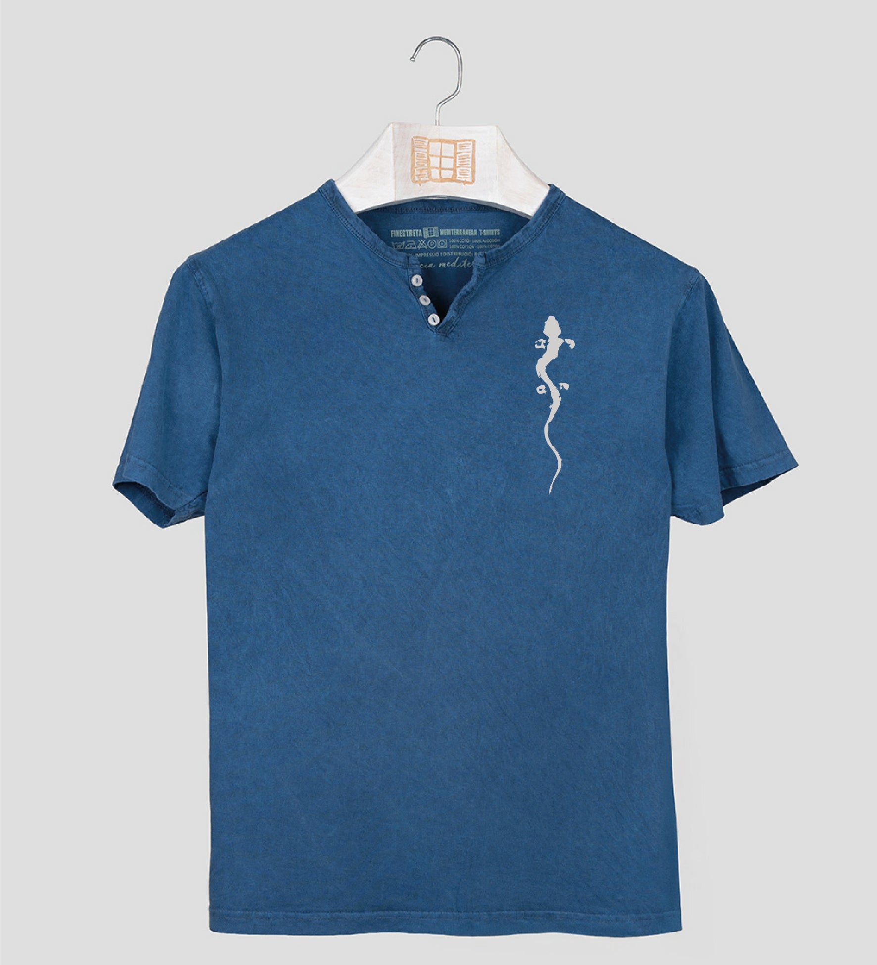 Camiseta cuello botones Hombre Pinzellades - azul-marino