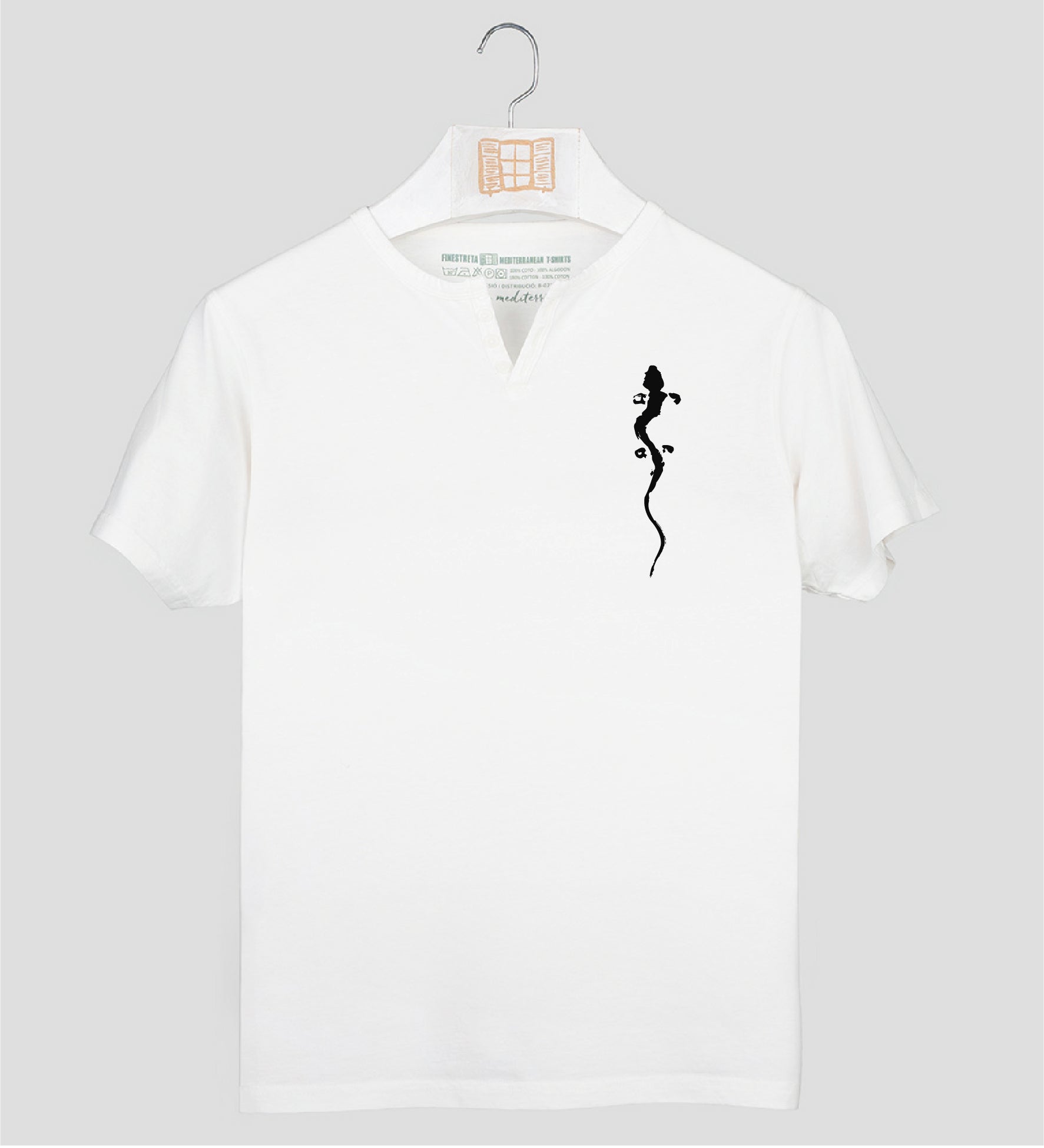 Camiseta cuello botones Hombre Pinzellades - crudo