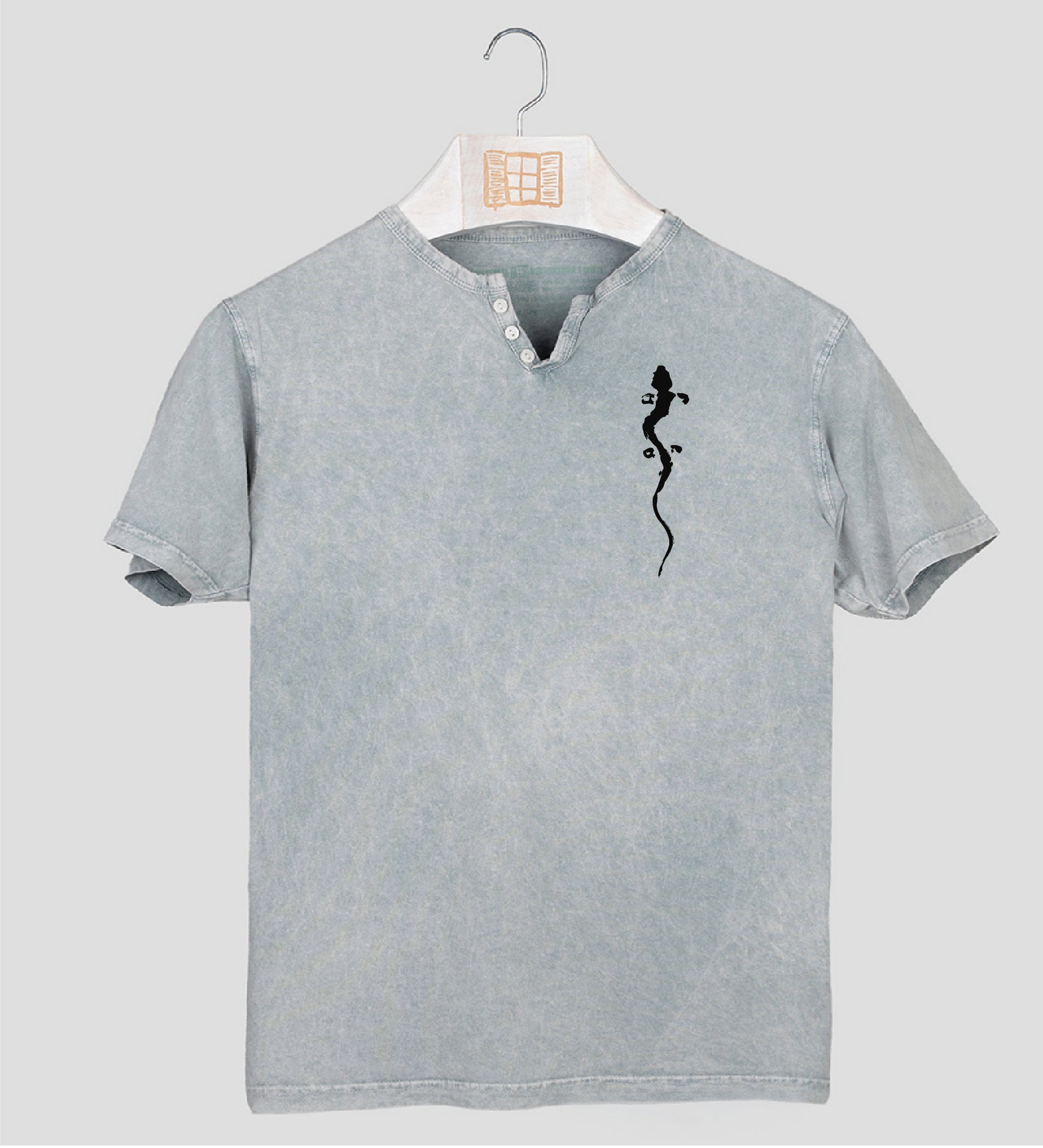 Camiseta cuello botones Hombre Pinzellades - gris