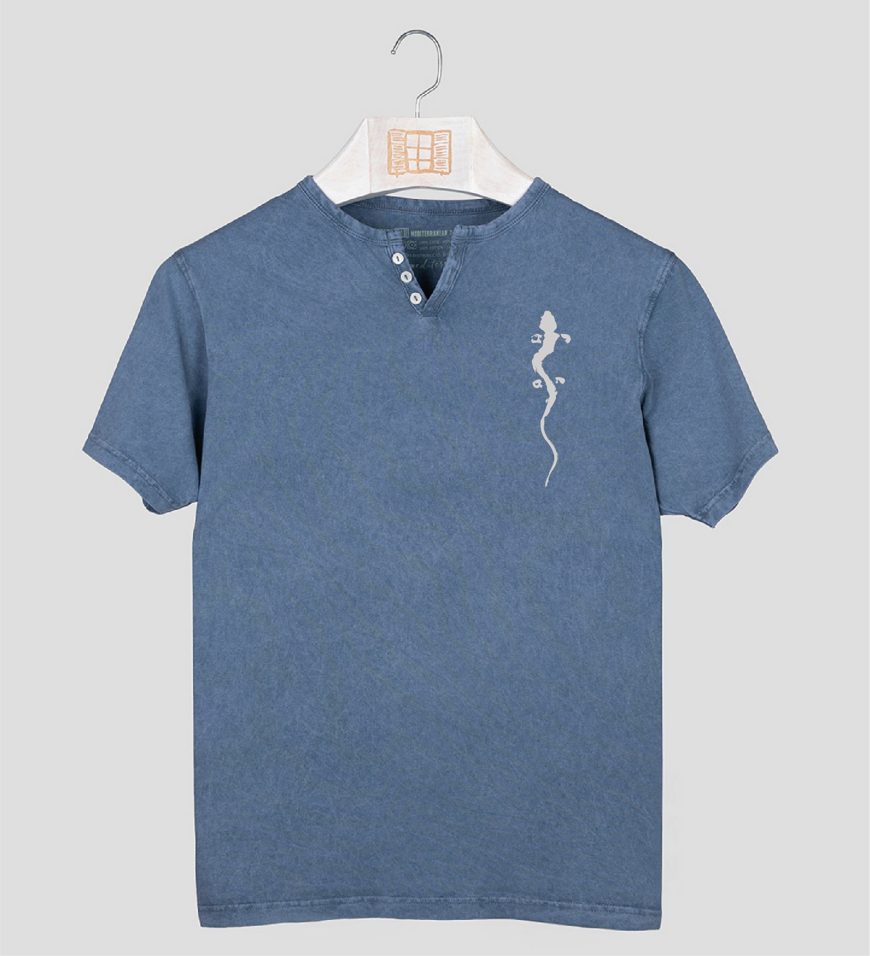 Camiseta cuello botones Hombre Pinzellades - indigo