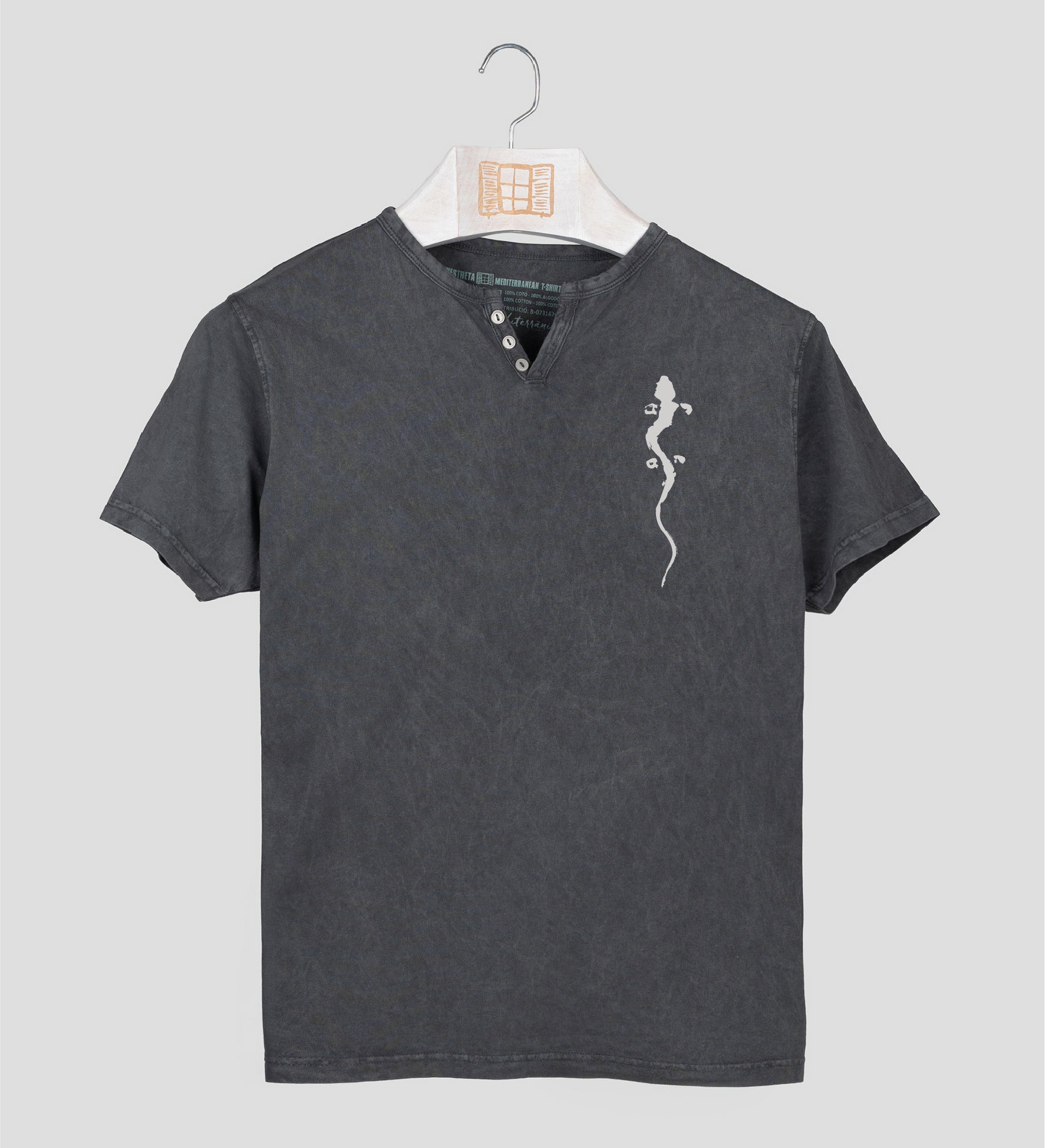 Camiseta cuello botones Hombre Pinzellades - marengo