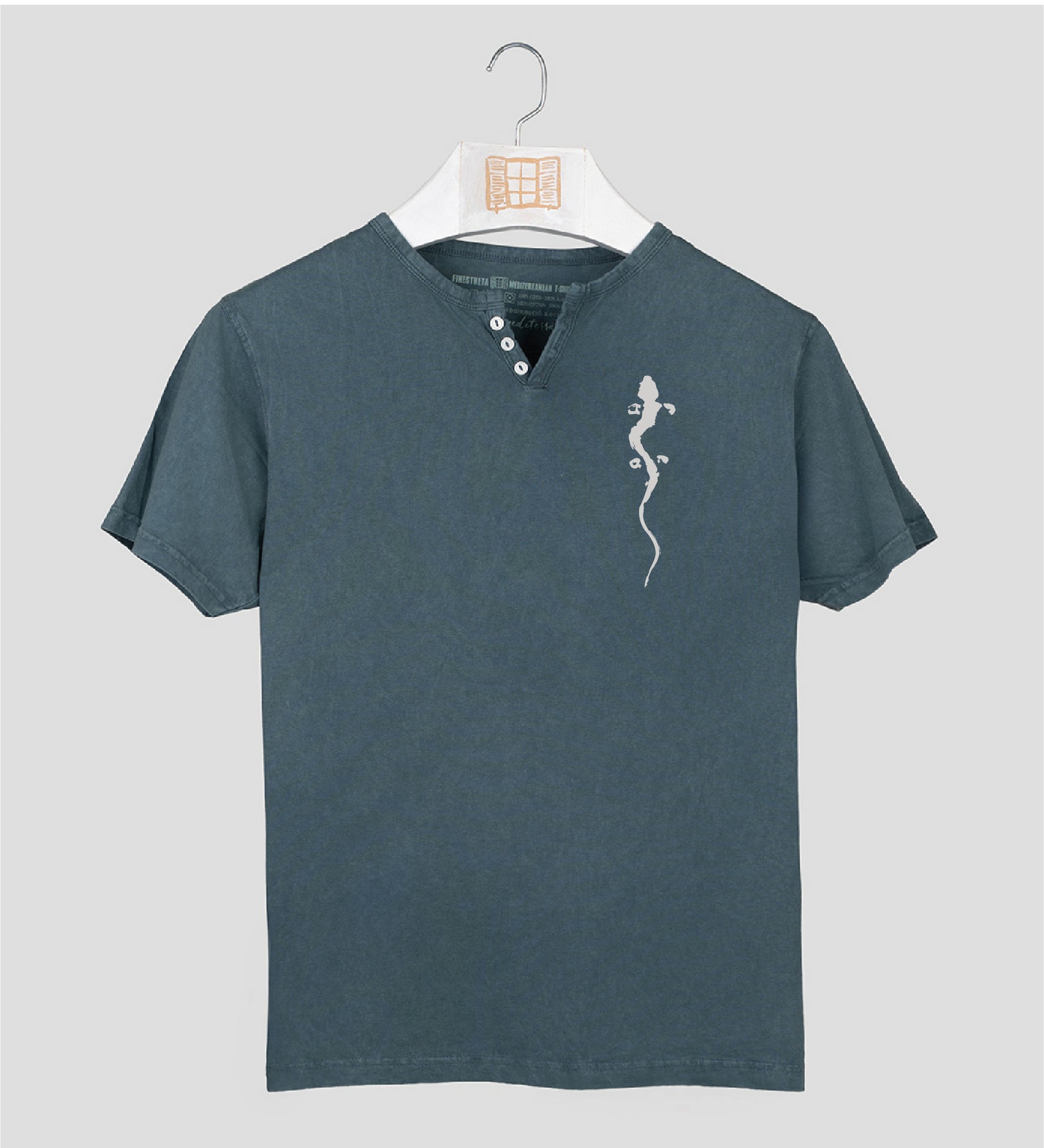 Camiseta cuello botones Hombre Pinzellades - plomo