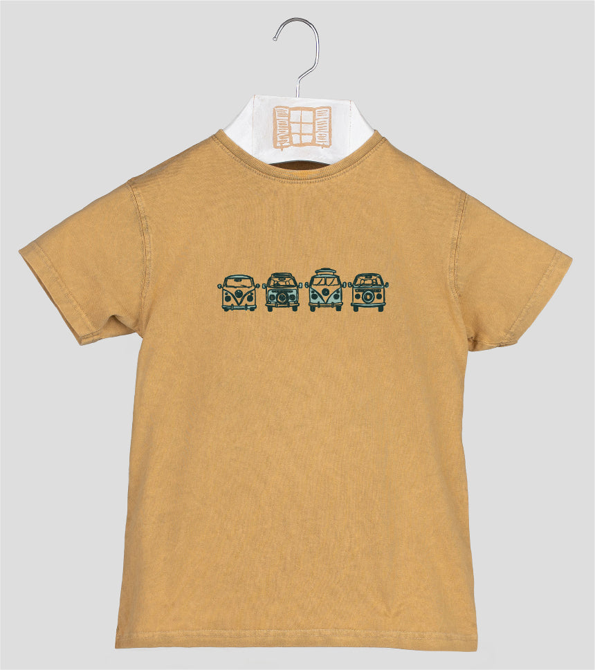 Camiseta manga corta Niño Happy - mostaza