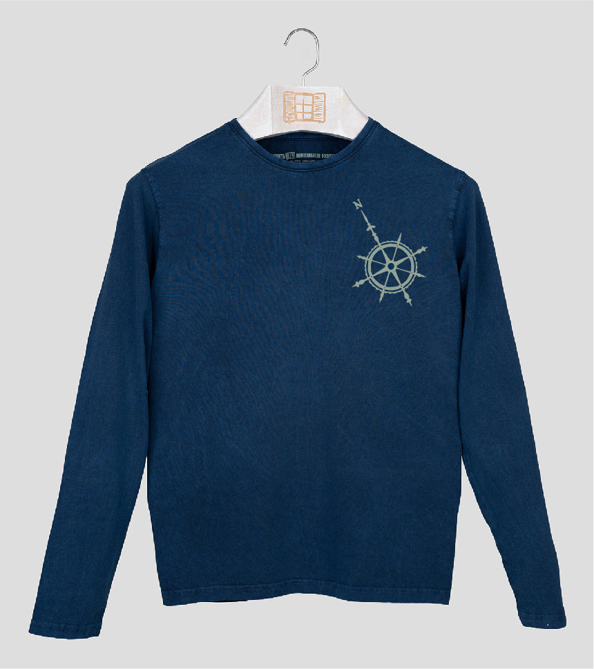 Camiseta manga larga Hombre Compas - azul-marino