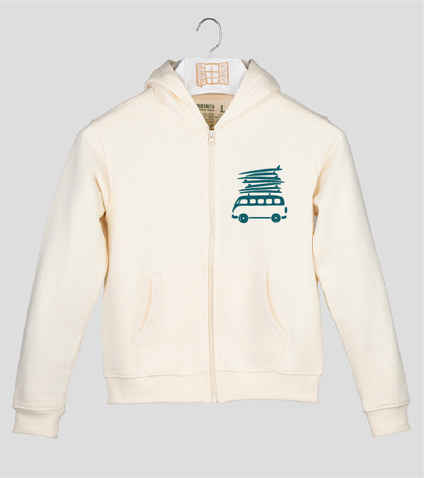 Sudadera cremallera Niño Beach - crudo
