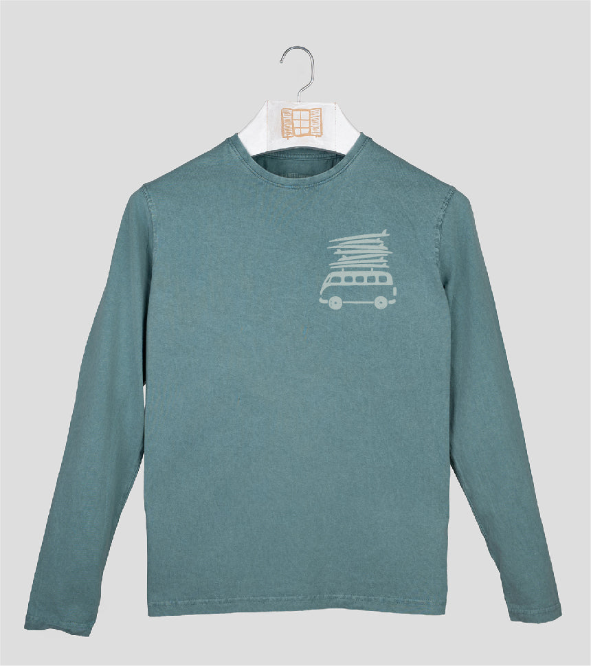 Camiseta manga larga Hombre Beach - esmeralda