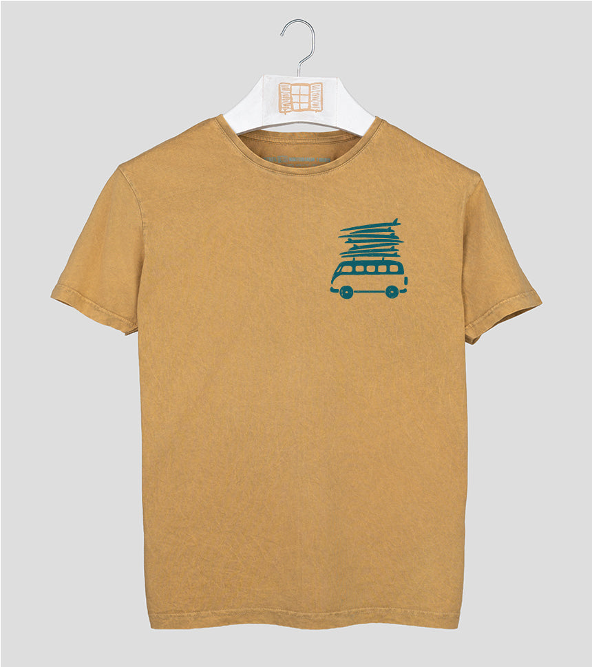 Camiseta manga corta Beach - mostaza