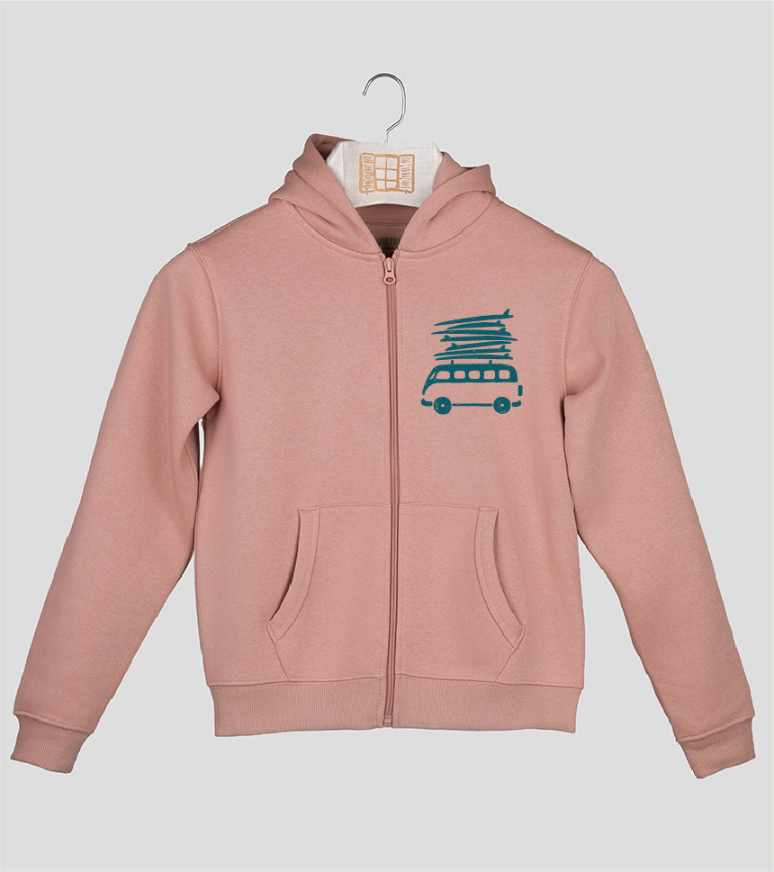 Sudadera cremallera Niño Beach - rosado