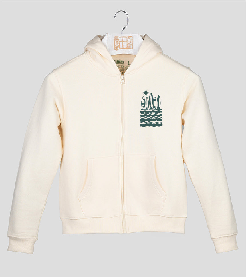 Sudadera cremallera Niño Cresta - crudo