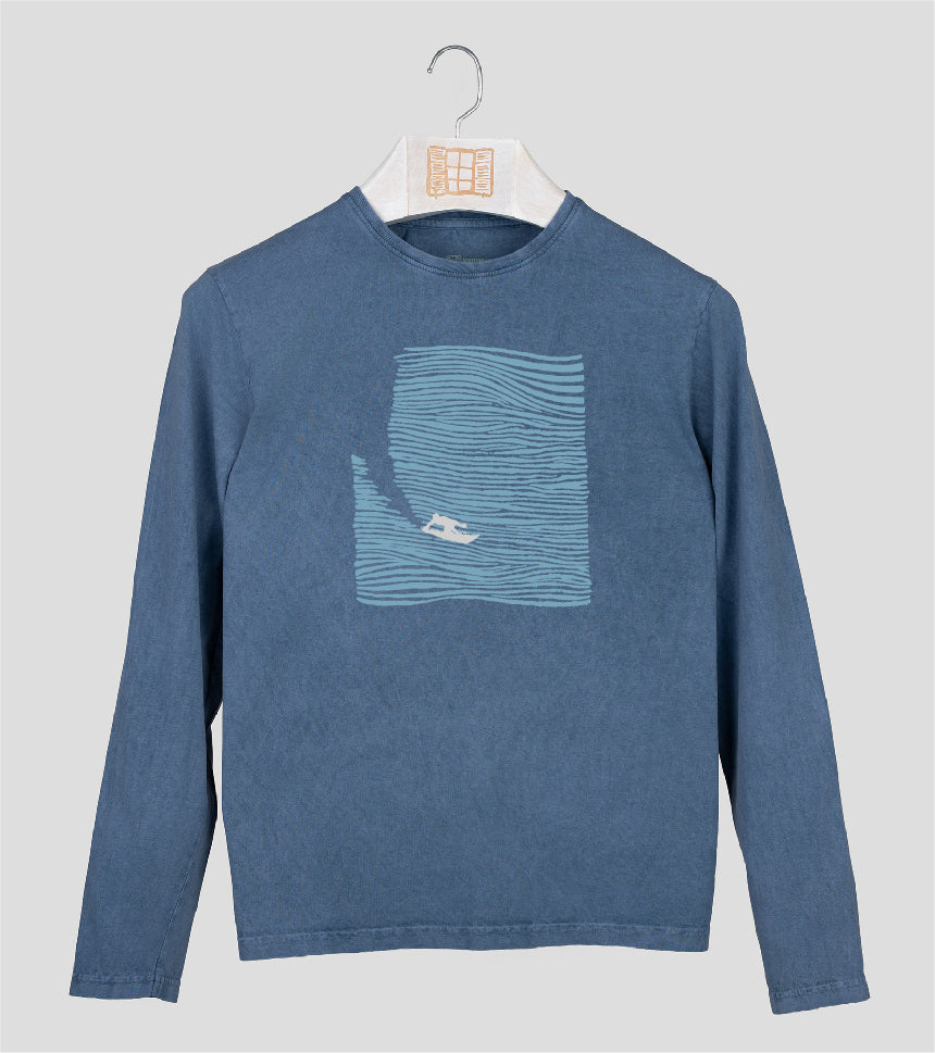 Camiseta manga larga Hombre Relleu - indigo