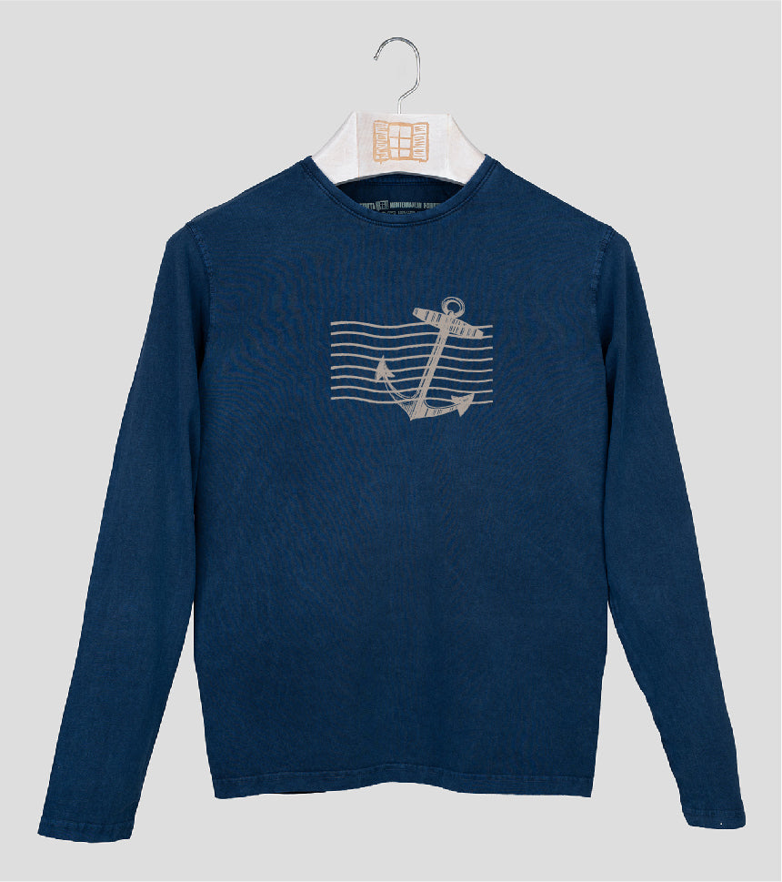 Camiseta manga larga Hombre Fondo - azul-marino