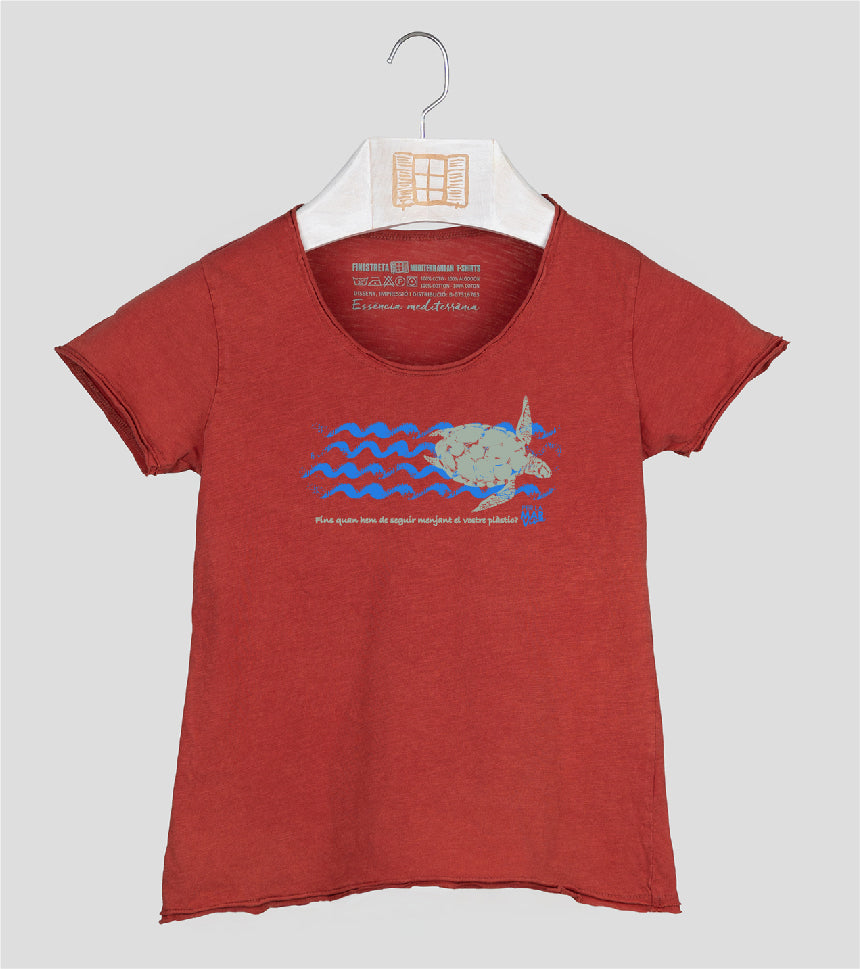 Camiseta manga corta Niña Tortuga - arcilla