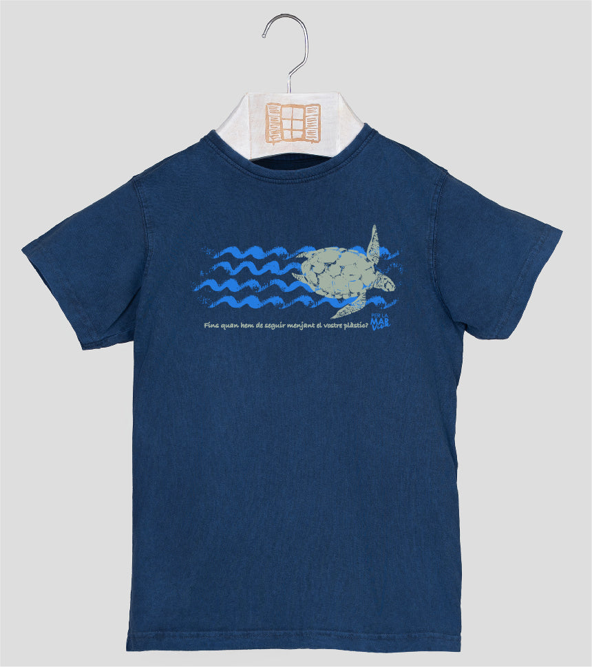 Camiseta manga corta Niño Tortuga - azul-marino