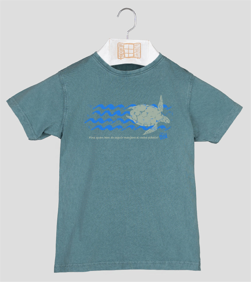 Camiseta manga corta Niño Tortuga - esmeralda