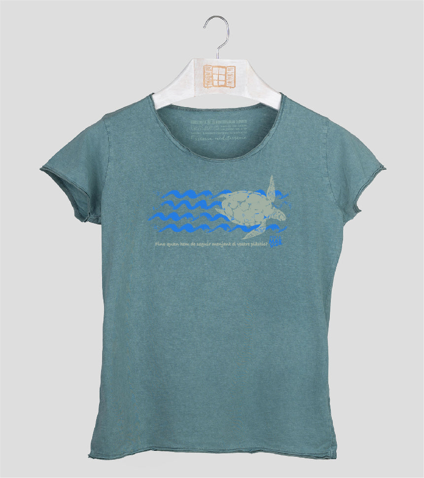 Camiseta manga corta Mujer Tortuga - esmeralda