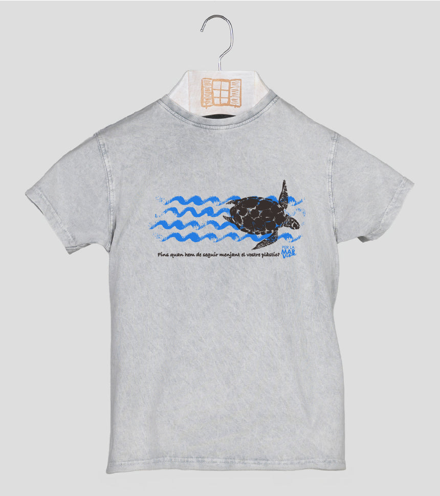 Camiseta manga corta Niño Tortuga - gris