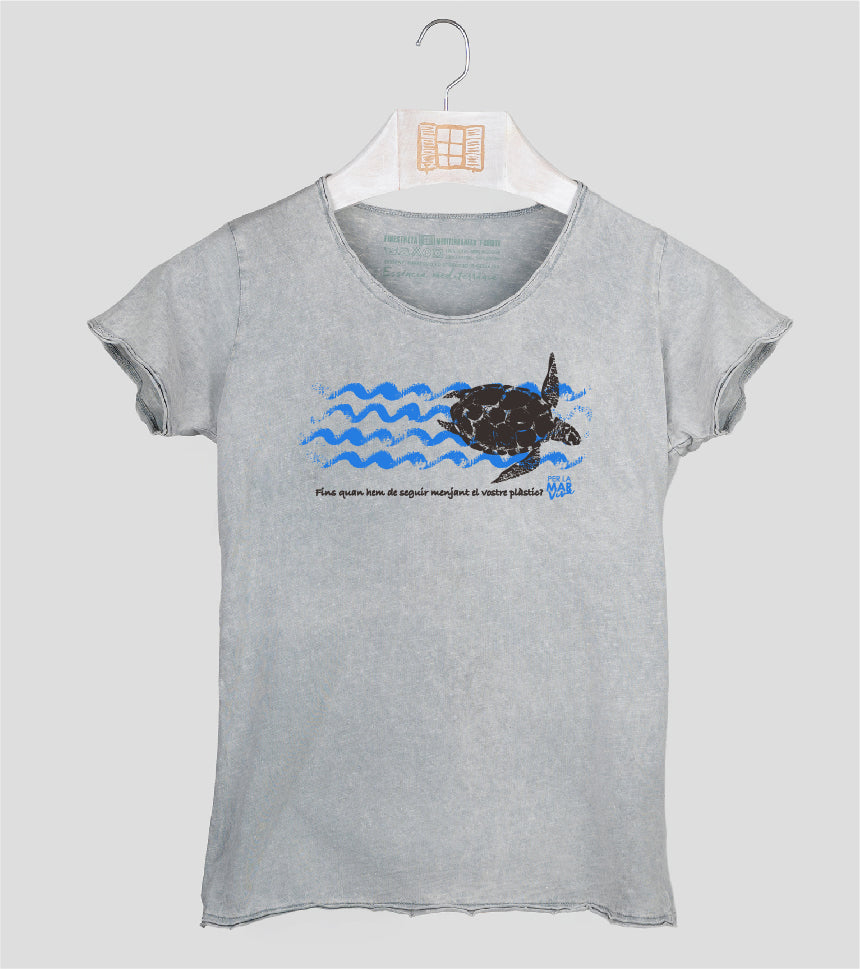 Camiseta manga corta Mujer Tortuga - gris