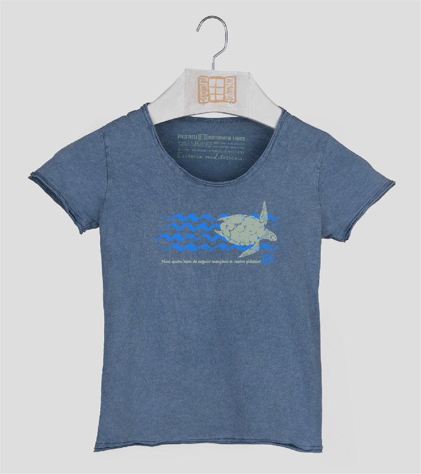 Camiseta manga corta Niña Tortuga - indigo