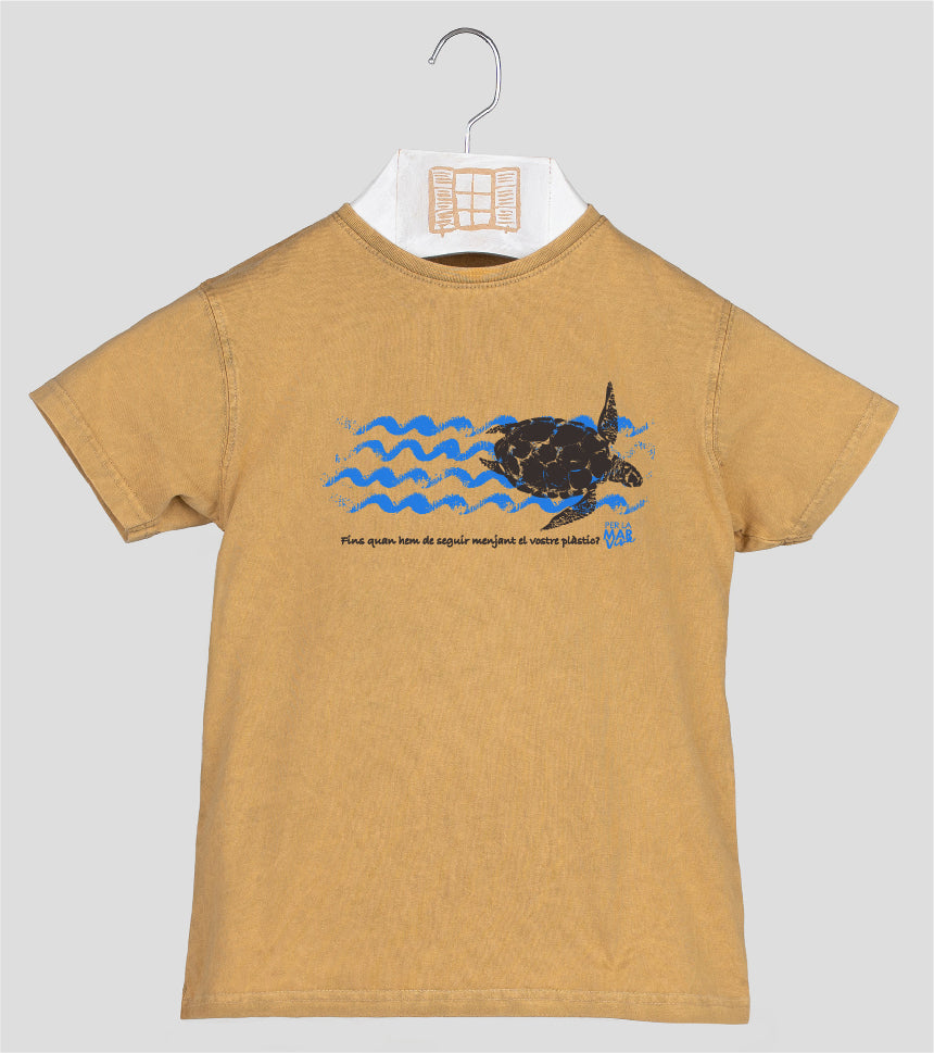 Camiseta manga corta Niño Tortuga - mostaza