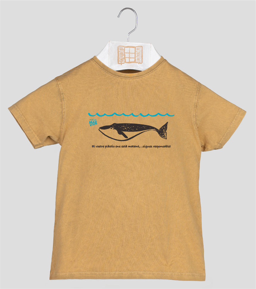 Camiseta manga corta Niño Lotudy - mostaza