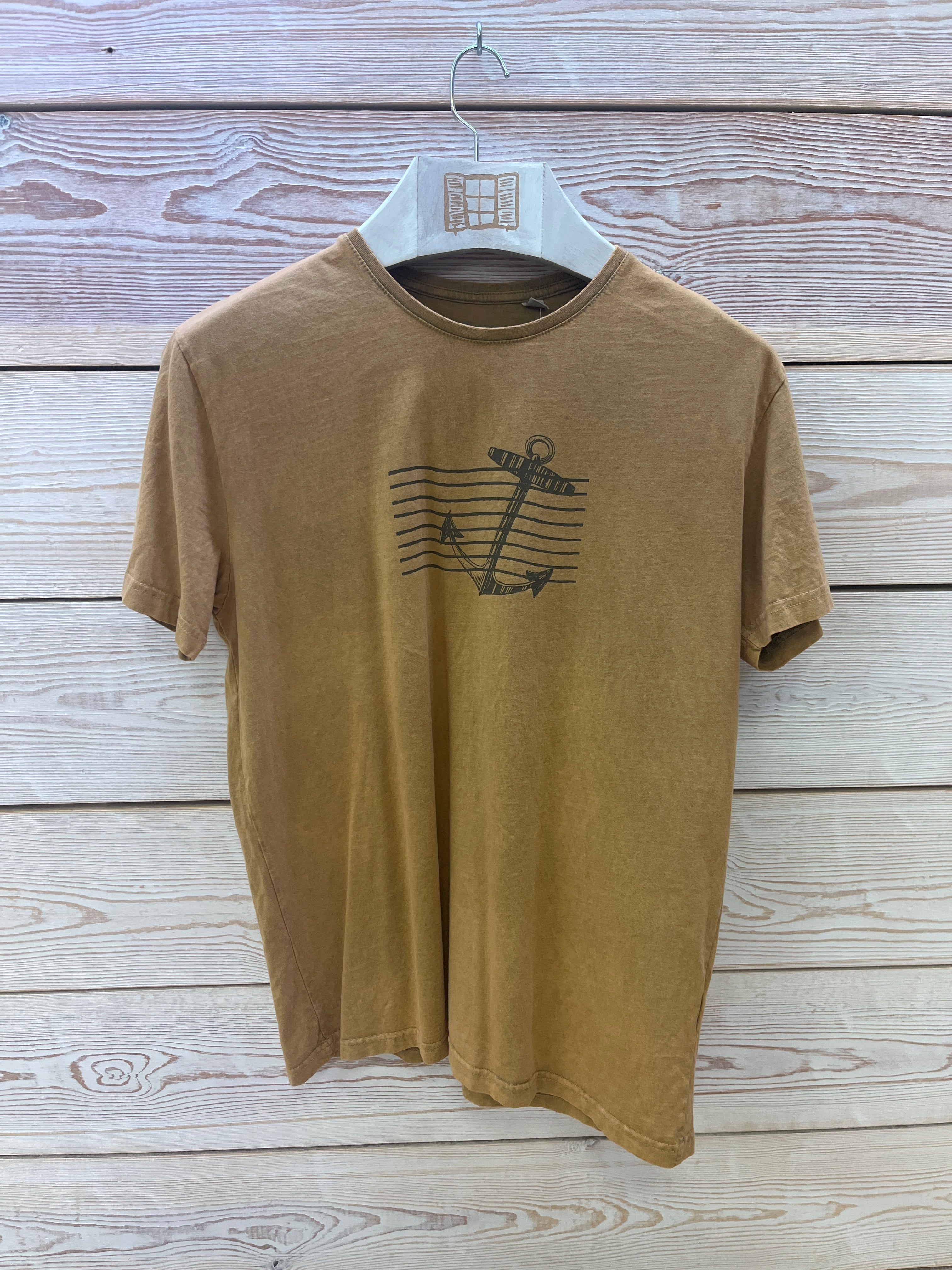 Camiseta manga corta Hombre Outlet talla L color Mostaza