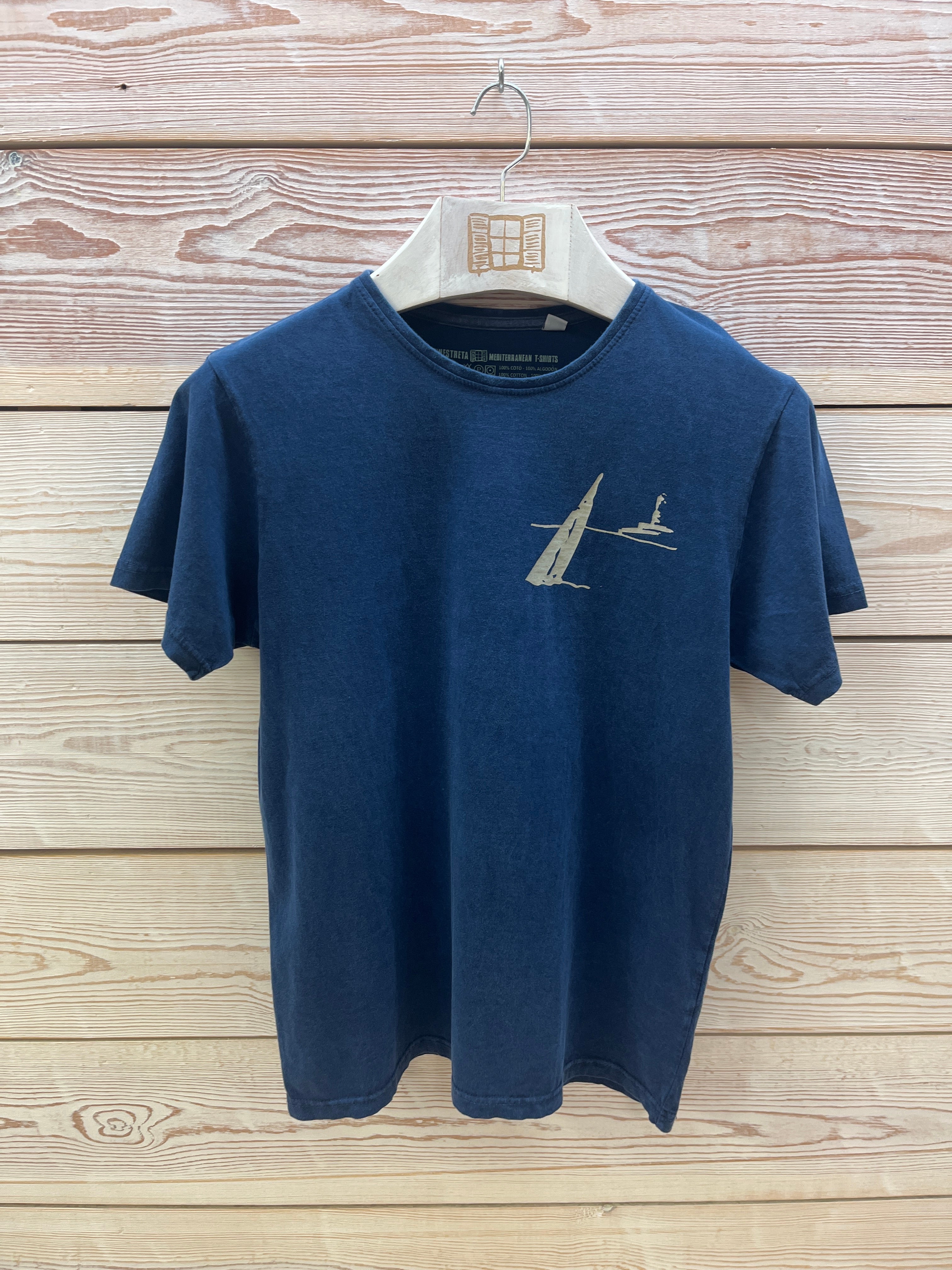 Camiseta manga corta Hombre Outlet talla M color Azul marino