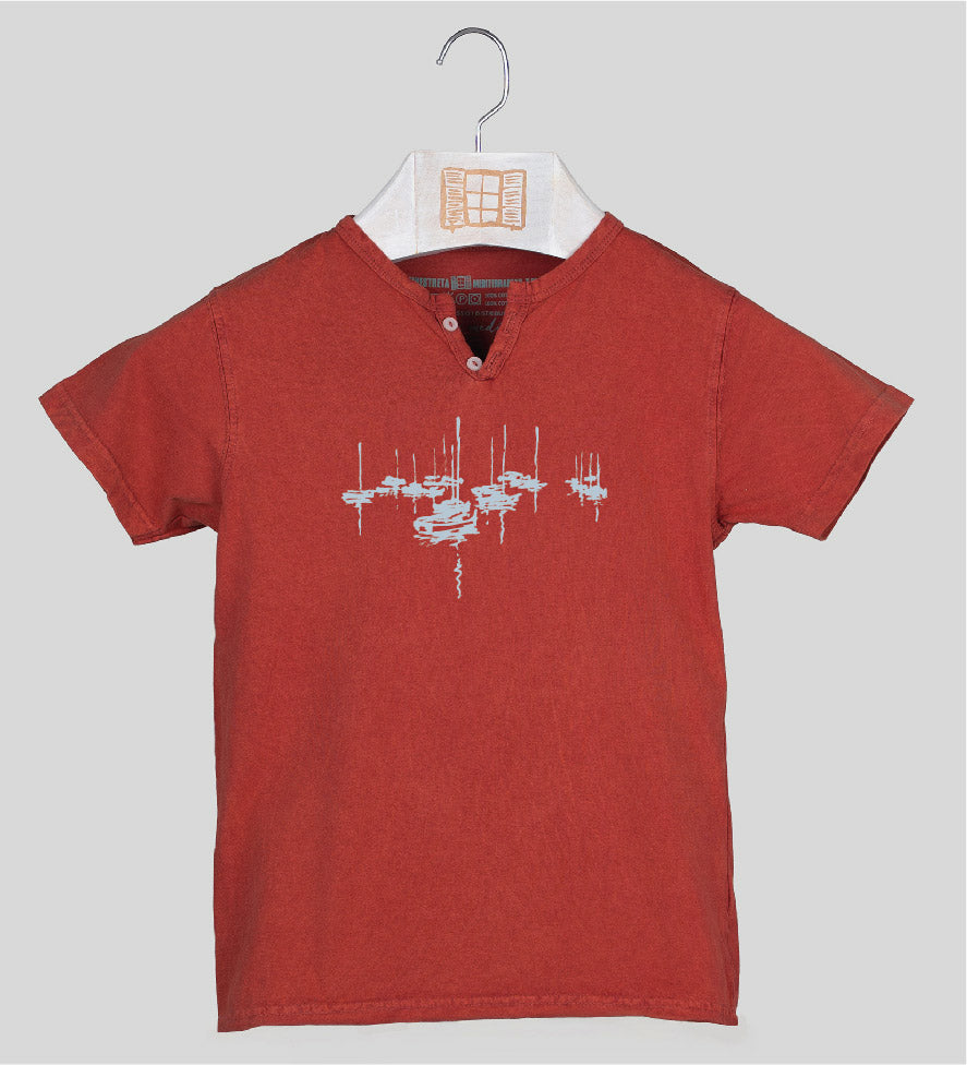 Camiseta cuello botones Niño Amarrats - arcilla