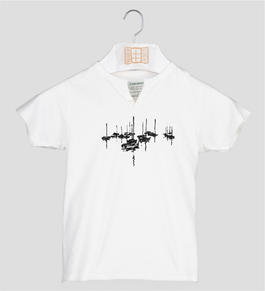 Camiseta cuello botones Niño Amarrats - crudo