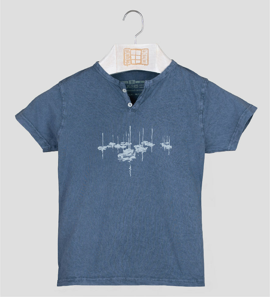 Camiseta cuello botones Niño Amarrats - indigo