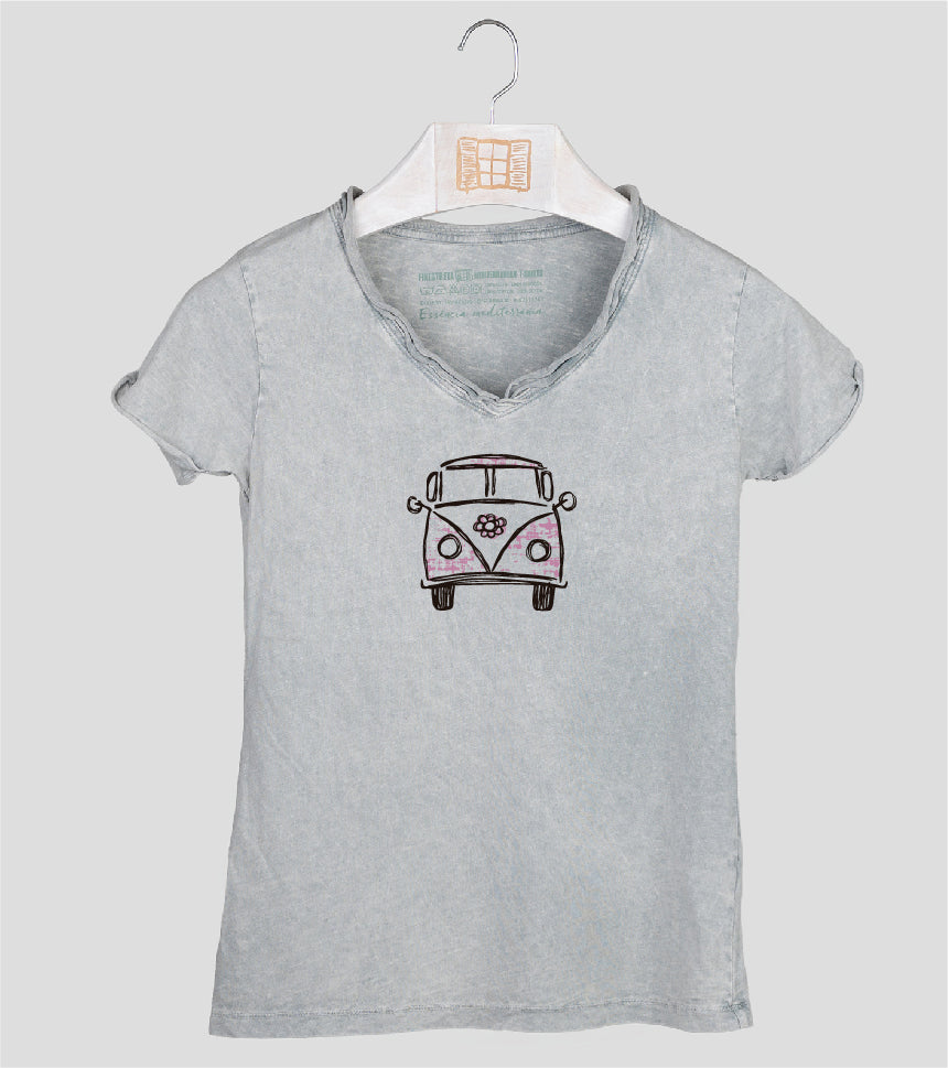 Camiseta cuello pico Mujer Exagerada - gris