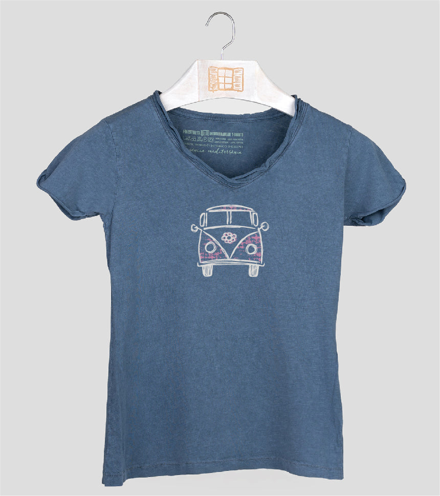 Camiseta cuello pico Mujer Exagerada - indigo